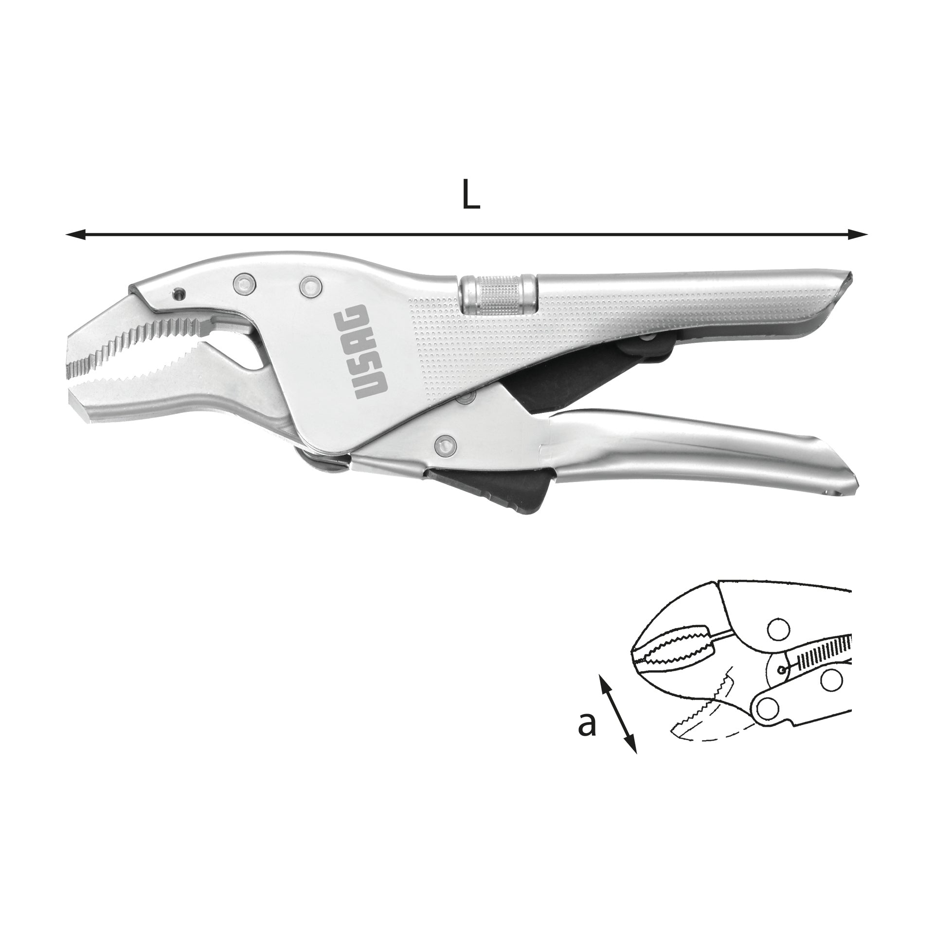 134 A - Pince réglable autobloquante à mors concaves - Usag - U01340100 134 A - Pince réglable autobloquante à mors concaves - Usag - U01340100